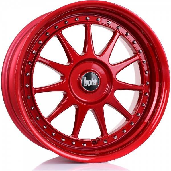 BOLA B4 CANDY RED SILVER RIVETS 4x114 ET 30-45 CB 74.1 - B4